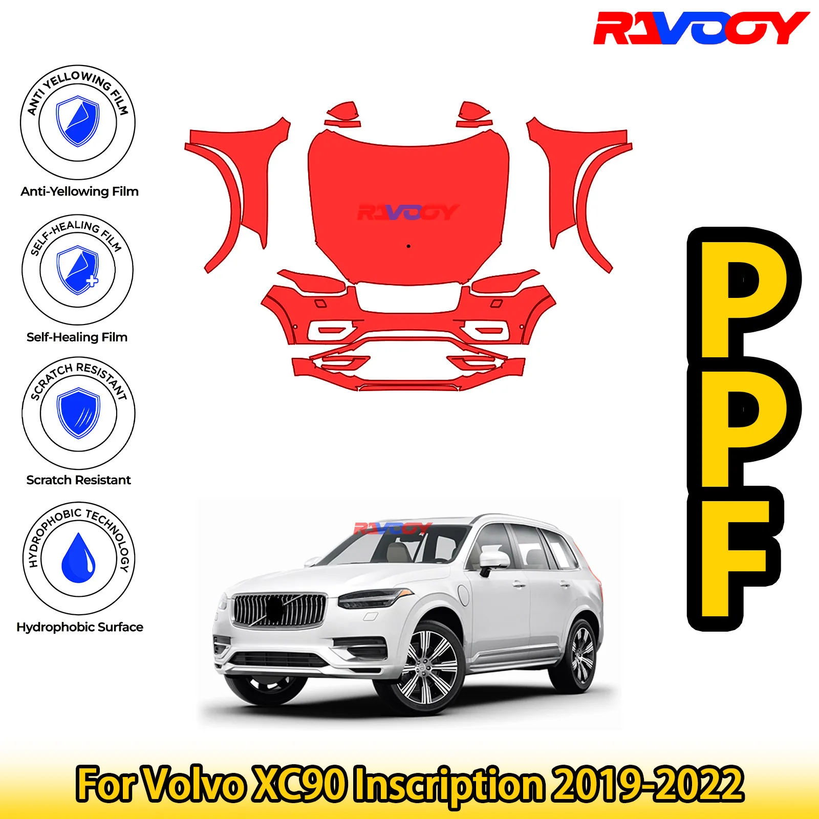 

For Volvo XC90 Inscription 2019-2022 Glossy Matte Black Precut front PPF Kit Paint Protection Film