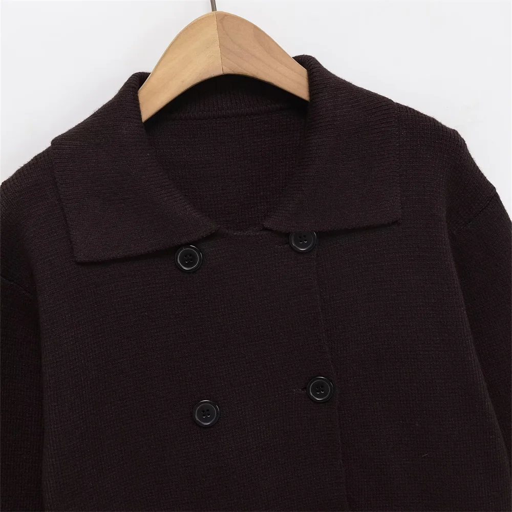 여성용 신상 유럽 및 미국 스타일 더블 브레스티드 라펠 긴 소매 캐주얼 루즈 자켓 가디건