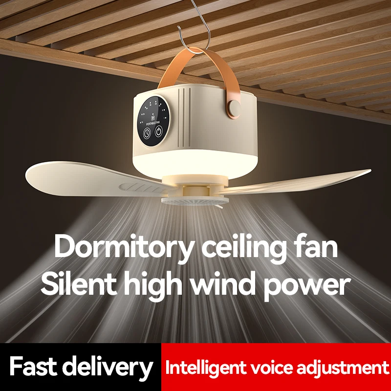 USB Dormitory/Camping Small Ceiling Fan 8-Hour Timer, With Night Light, 4 Levels of Strength Portable Fan image 5