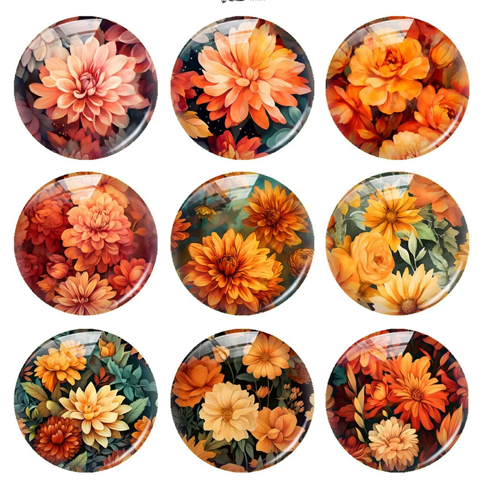 

Handmade Flower Spring Photo Glass Cabochon Charms Flatback Demo Flat Back Cameo For Diy Jewelry Making Findings Accessories