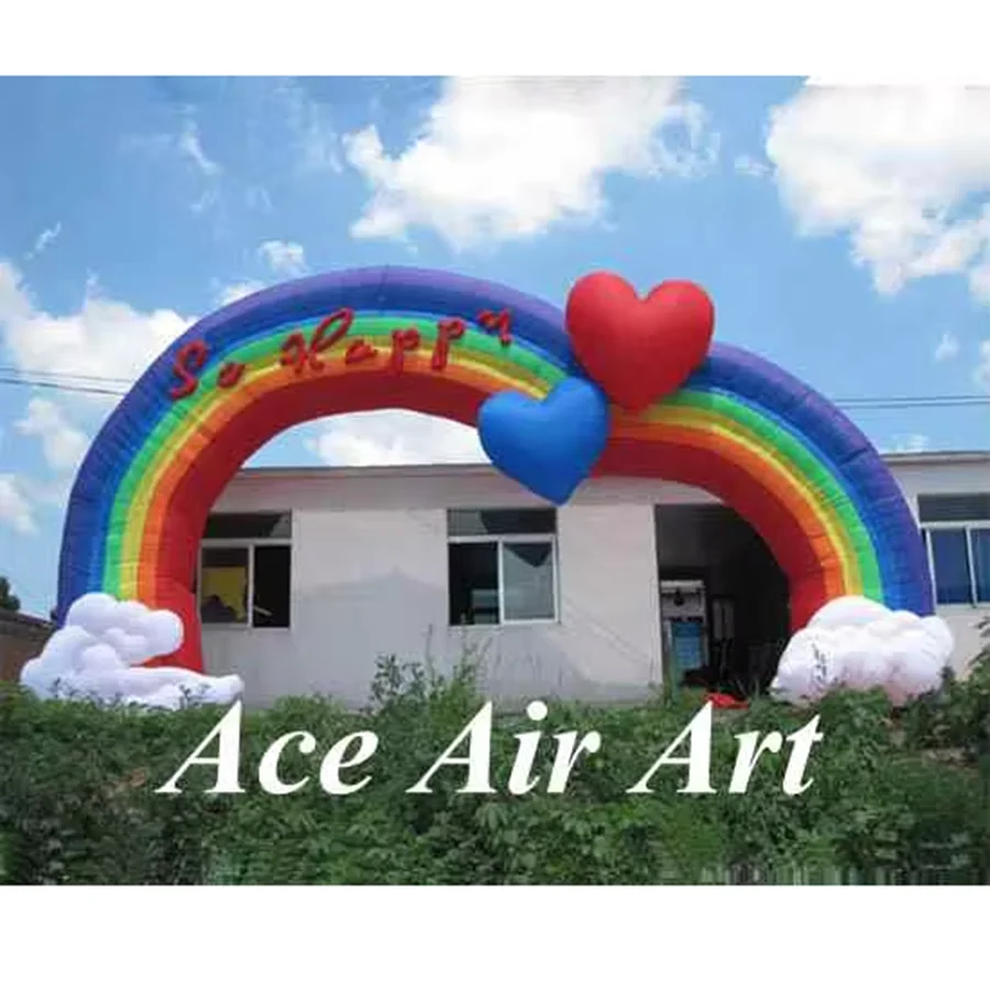 

Изготовленная на заказ красочная надувная радужная арка So Happy со светодиодной подсветкой для свадебного украшения