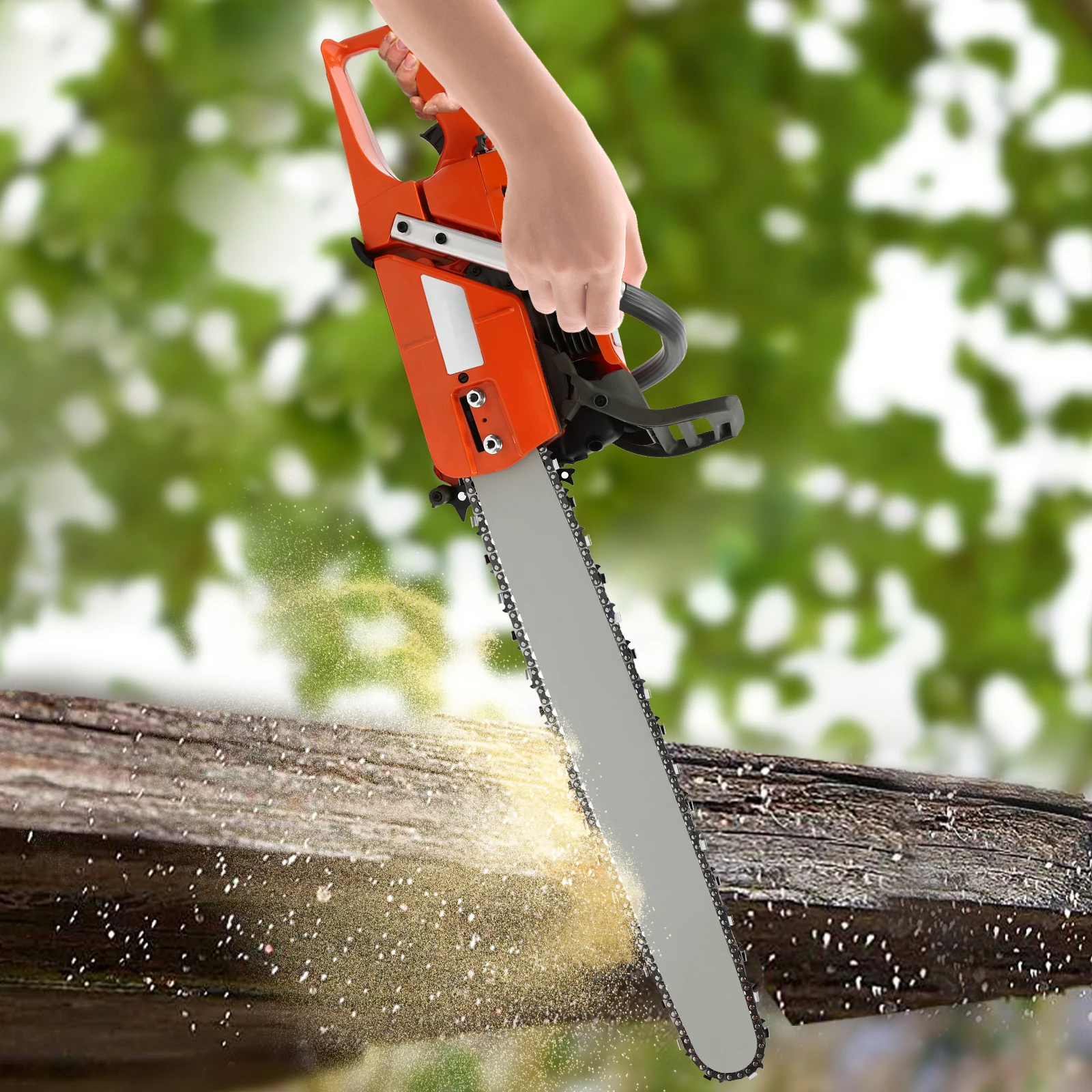 

Bymaocar 24in Gasoline Powered Chain Saw, 2-stroke Engine Wood Cutting Machine, 65cc Handheld Cordless Saw Low Vibration & Noise