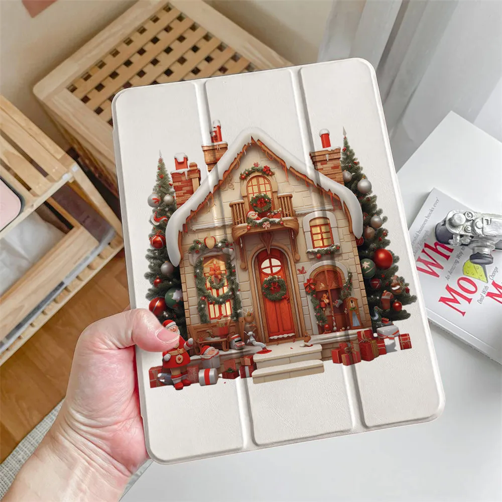 

Christmas House Tablet Case for iPad Pro 13 2025 With Pencil Holder Case for iPad 10th 11th A16 10.9 11 12.9 13 M4 Print Shell