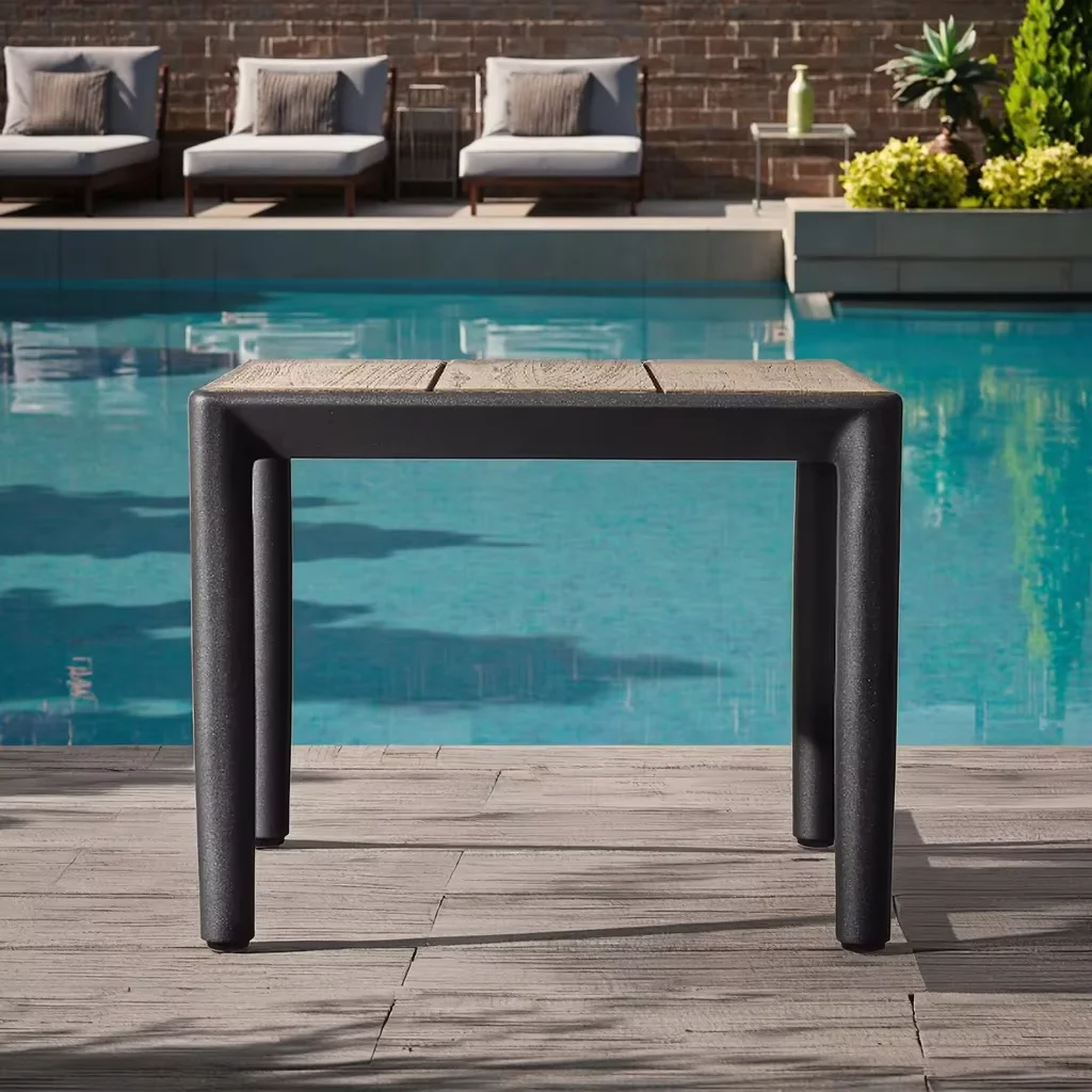 #  Green Comfortable Outdoor Garden Patio Aluminium Wood Teak Top Unique End Tables