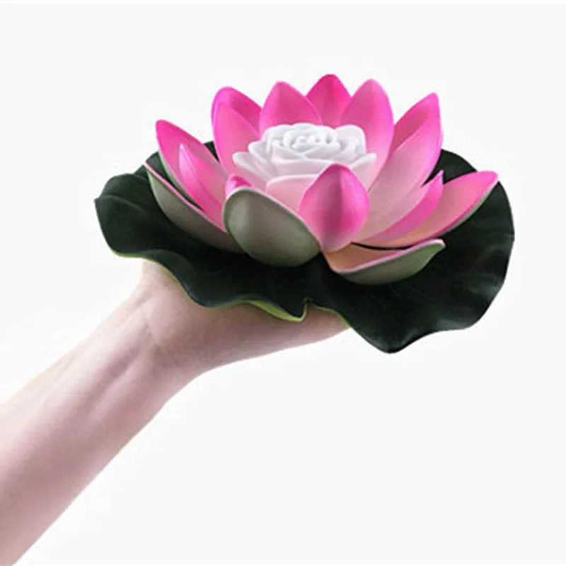 Artifical Floating Lotus Flower Lamp Solar Powered Night Light LED Energy Saving Lotus Lamp Garden Pool Pond Fountain Decoratio