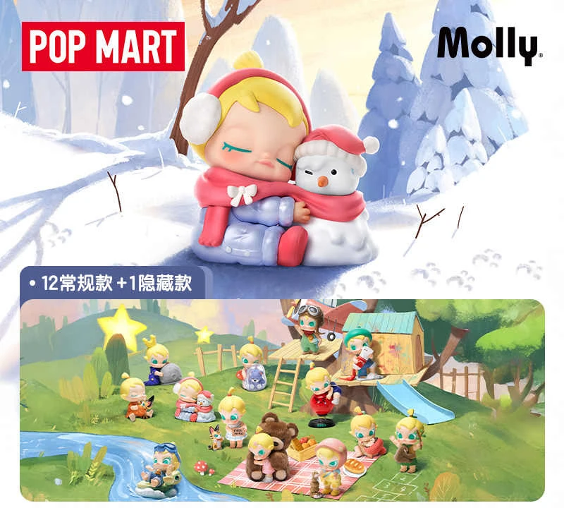 POPMART Baby Molly My Huggable Discovery Series Blind Box Modle kawaii Anime Figure Desktop Decoration Girls birthday gift Toys