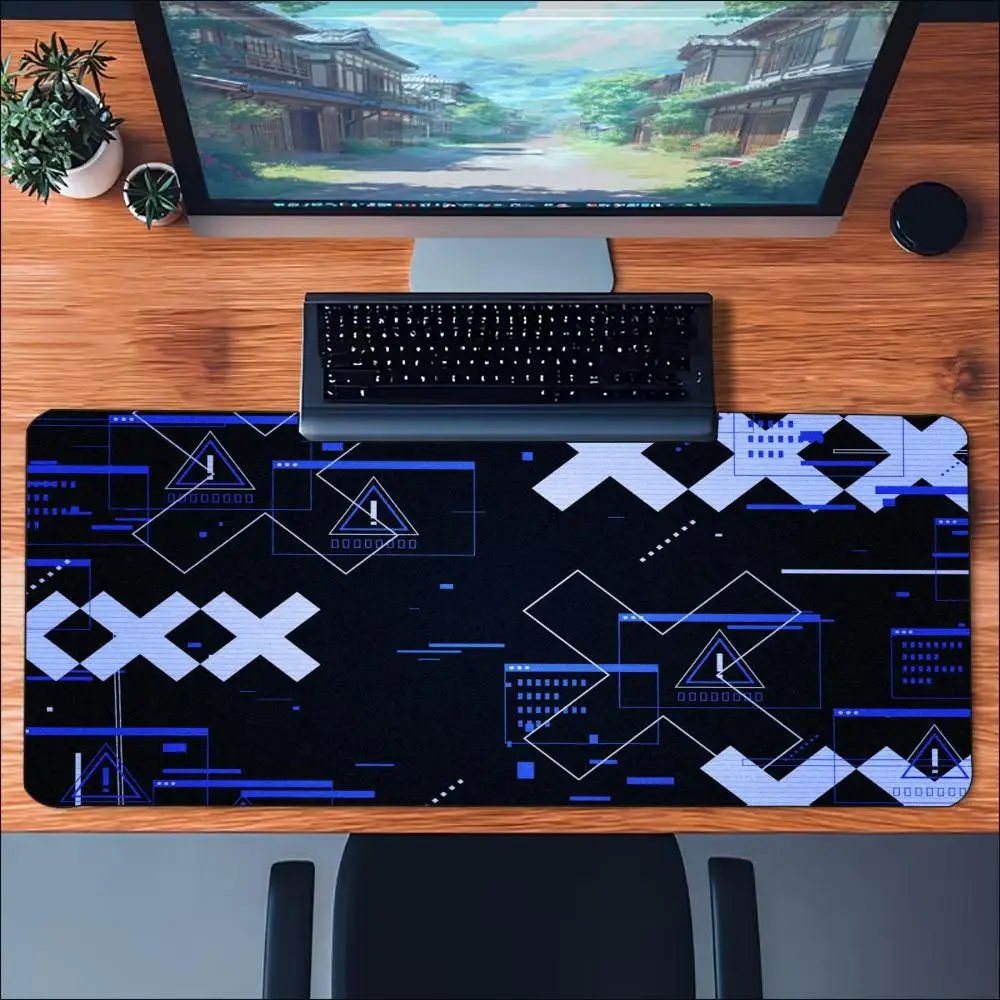 Minimal X Symbol Tech Geometric Large Gaming Mouse Pad Non Slip Rubber Desk Mat For Laptop Keyboard Home Office Desktop
