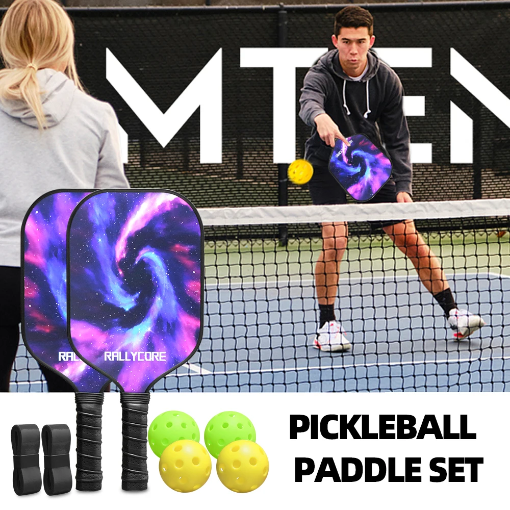 Pickleball المجاذيف مجموعة المضارب المحمولة غطاء المضرب حقيبة حمل طقم هدايا USAPA المعتمدة داخلي في الهواء الطلق العسل الأساسية 4 كرات