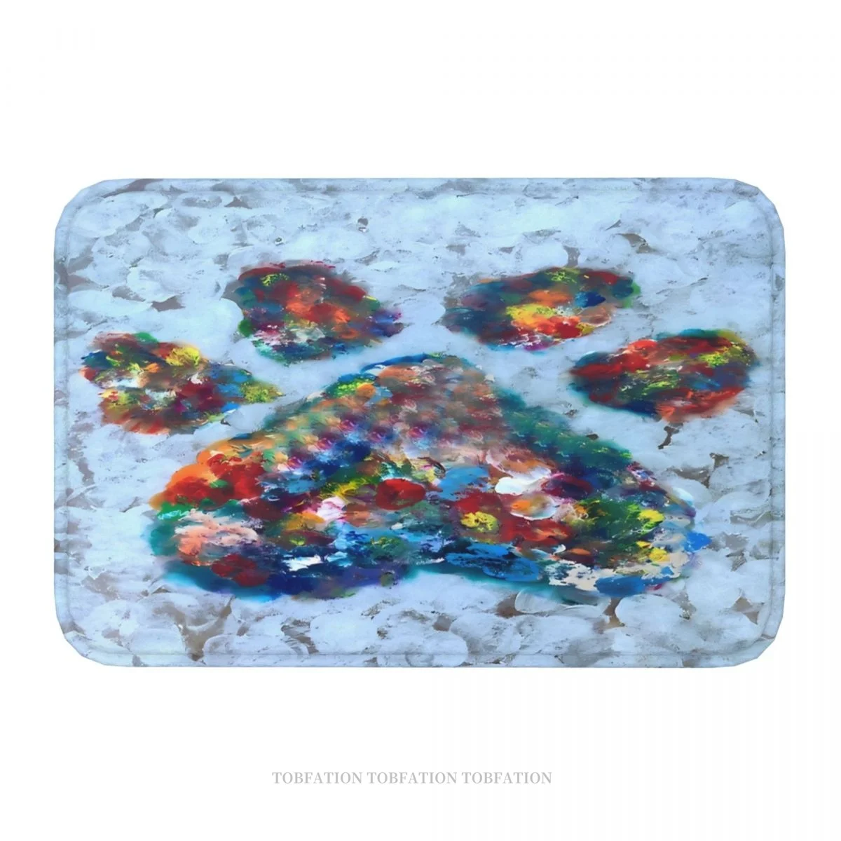 Paw Non-slip Doormat Rainbow Fingerprint Pet Pawprint Bath Kitchen Mat Outdoor Carpet Indoor Pattern Decor