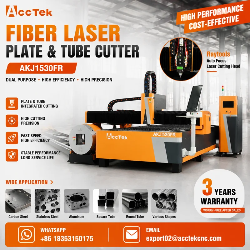 CNC Fiber Laser Cutter 1530 Size Cut Metal Sheet and Tube Cutting Machine Steel Pipe Profile Laser Cutting Equipment with Rotary