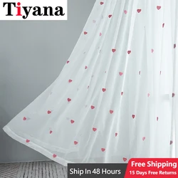 Bambini moderni Cartoon 3D Cuore Sheer Tulle Ragazze Camera da letto Tende per soggiorno finito Tende Pannello personalizzato Tenda Cortina