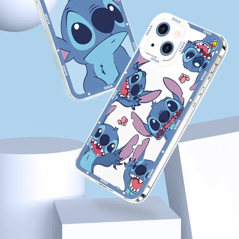 Kreskówka Lilo Stitch słodkie etui na telefon dla Iphone 14 15 12 13 Mini 11 Pro Max Xs XR 6 6s 7 8 Plus przezroczysta miękka obudowa Disney