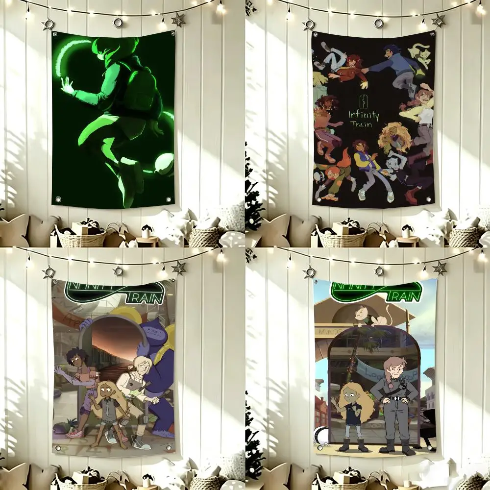 SciFi Cartoon I-Infinity Train Flags Home Decor Wall Hanging Vertical Flags Indoor Outdoor