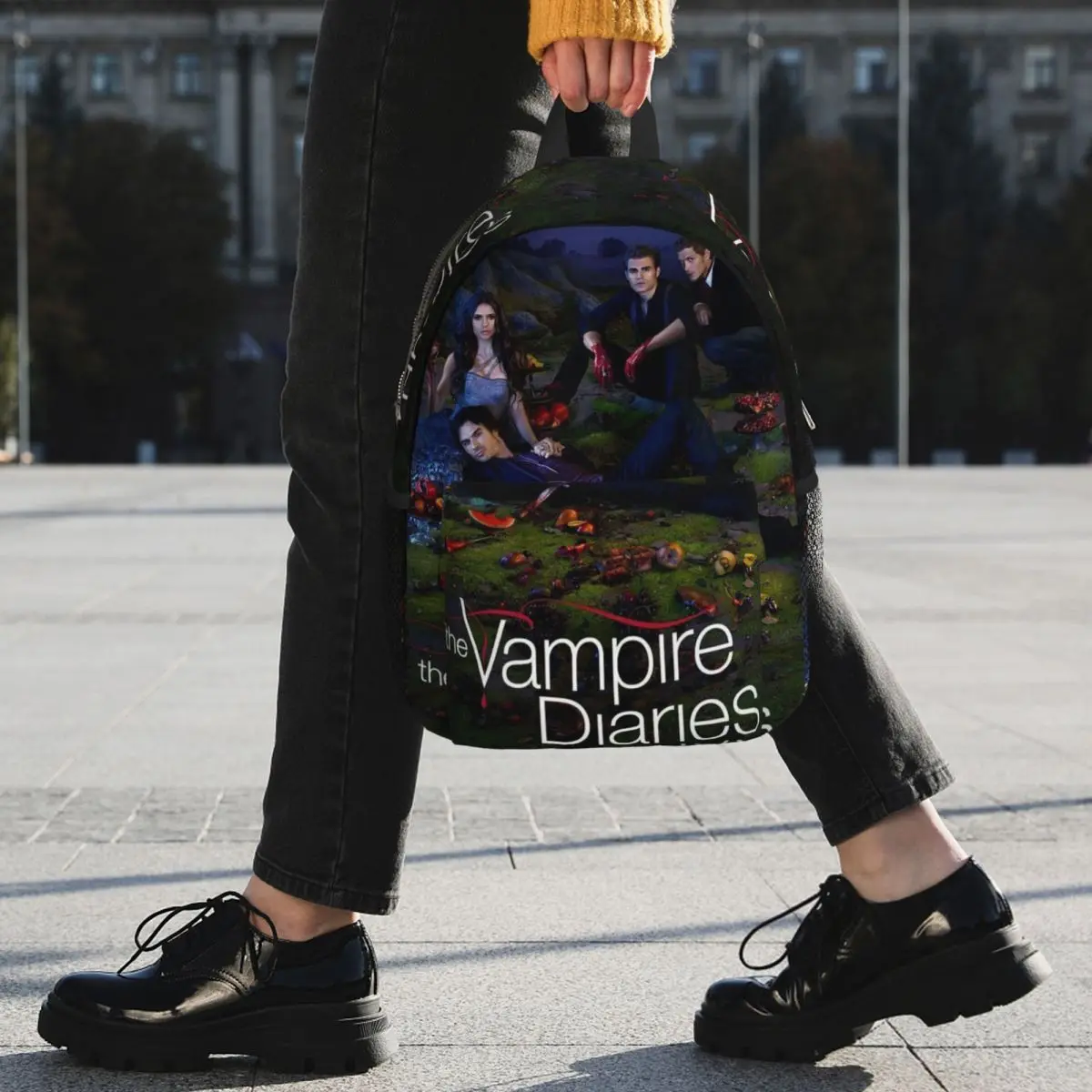 The Vampire Diaries Damon Salvatore Backpack Student BookBag Children School Bag Laptop Shoulder Bags for Men Women