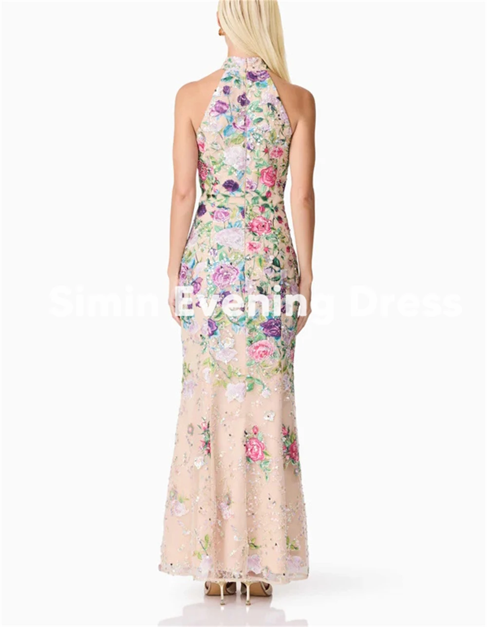 فساتين سهرة نسائية من Simin بحورية البحر رسن ثلاثية الأبعاد مزينة بالزهور مع أكمام بطول الكاحل فساتين أنيقة رسمية 2025 #2