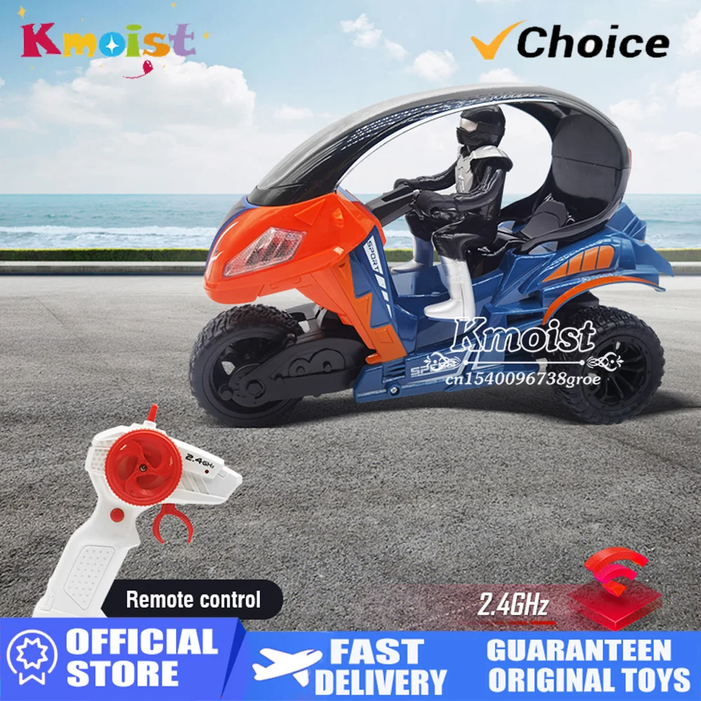 Elettrico RC Moto Auto Spray RC Stunt Toys Telecomando Drift Stunt Motocicletta a tre ruote con luci a LED per regali per bambini