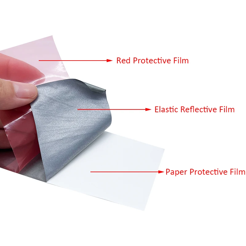 VOOOFENG High Silver Elastic Reflective Heat Transfer Film Reflector Iron on Clothes Bag Cap Road Safety Mark Warning Tape