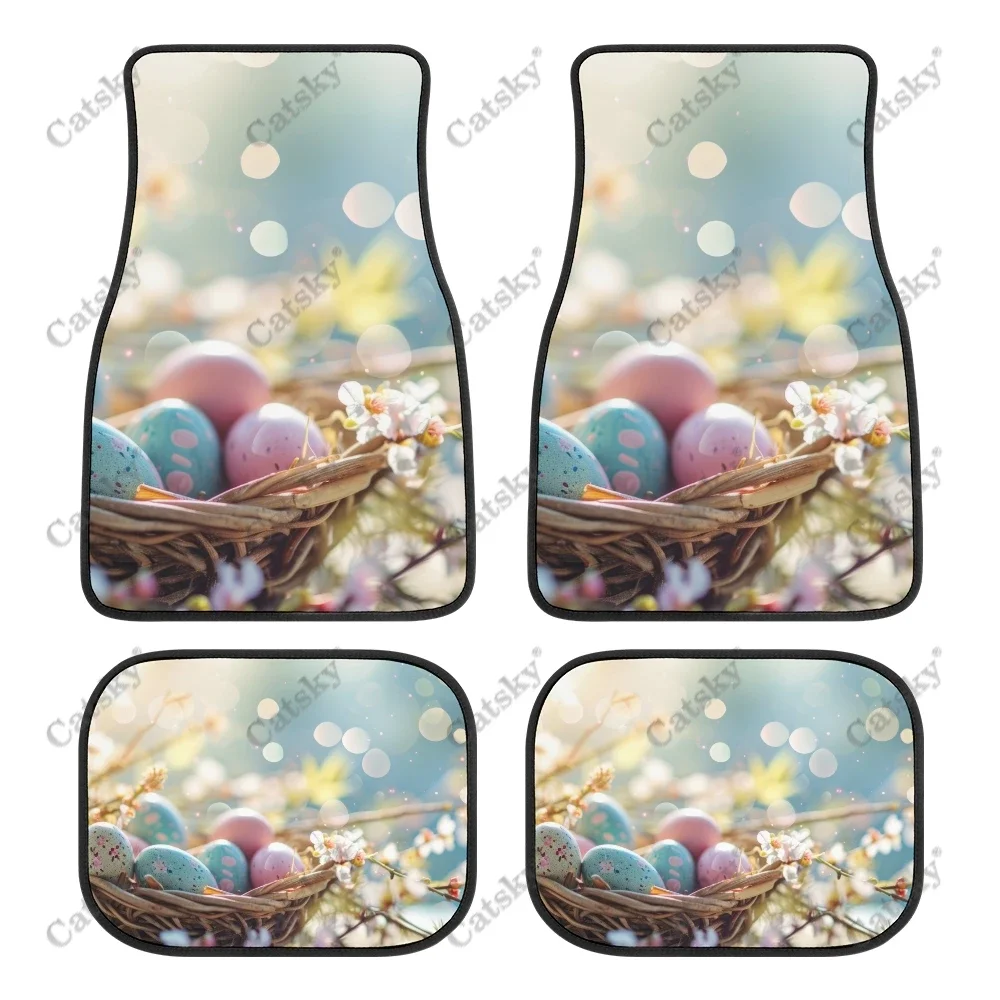 Happy Easter Car Auto Floor Mats Carpet,4PCS Custom Auto Accessories Car Interior Mat All Weather Automotive Vehicle Pad Stylish