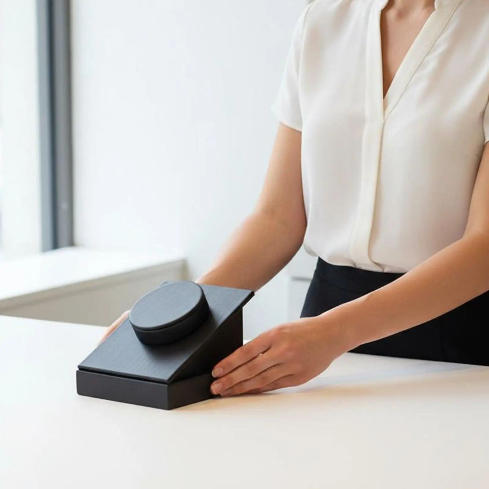 Slanted Bracelet Display Stand Leather Jewelry Holder Professional Organizer for Showcase Bracelets and Home Storage