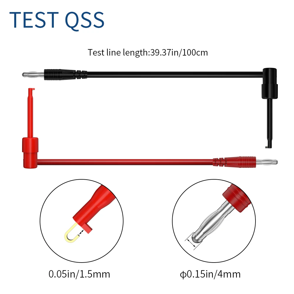 Imagem -04 - Qss-vermelho Preto Multímetro Test Lead Banana Plug Clips Gancho Fio de Cabo Conector Elétrico mm 100cm Q.70057b Pcs