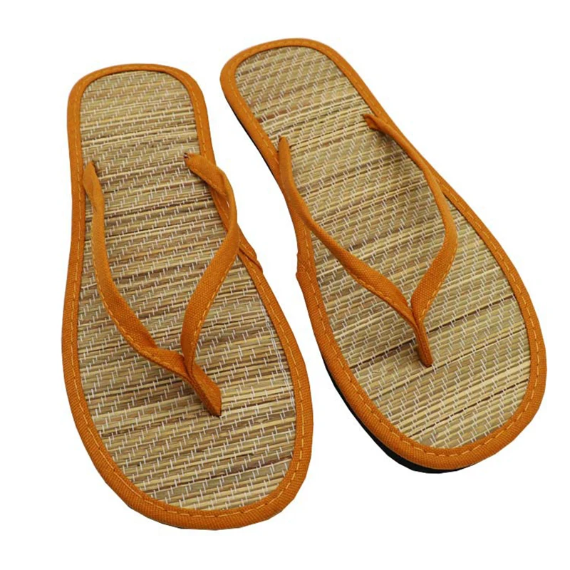 Fashion Women Flat Flip-Flops Slippers Comfortable Non-slip Bamboo Rattan Home Bathroom Slippers Summer Leisure Slippers