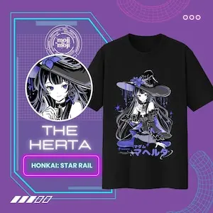 قميص Herta Honkai Star Rail Honkai: تي شيرت Star Rail تي شيرت Herta Merch Herta Fan Art Merch Gamer قميص هدية للاعبين
