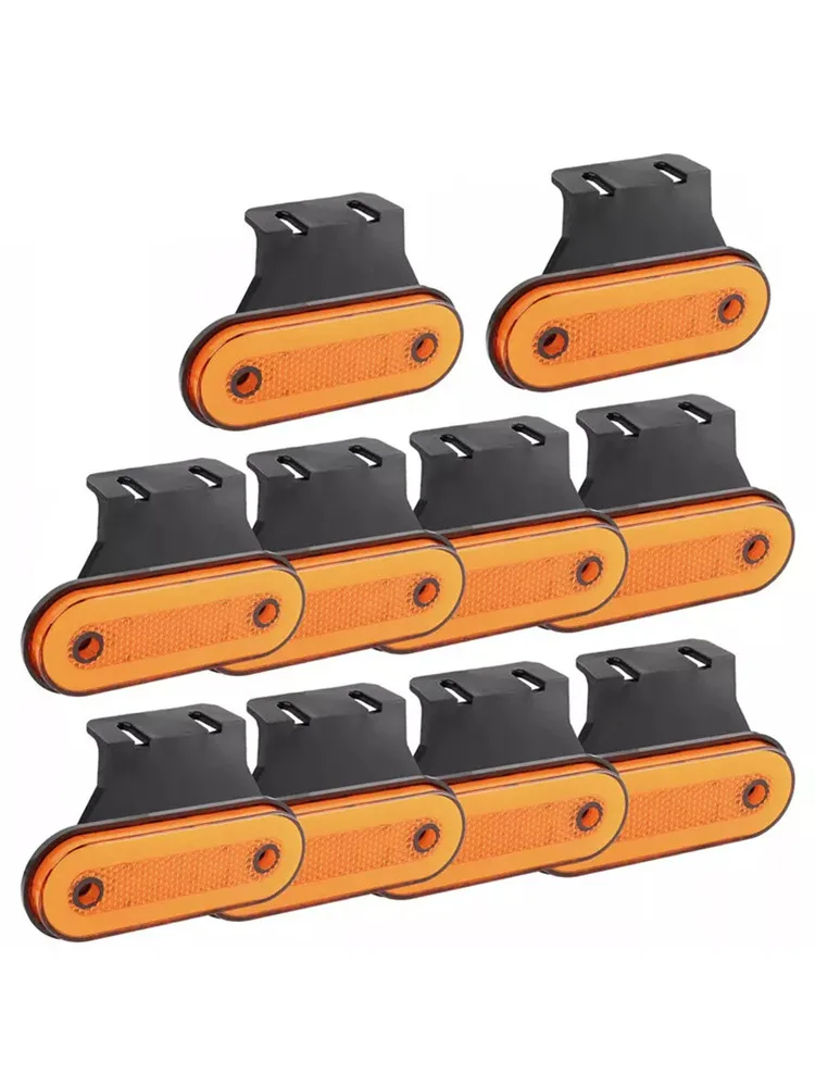 Lot de 10 feux de position LED orange pour une visibilité améliorée sur les véhicules 12 V et 24 V, parfaits pour les remorques et les camions.