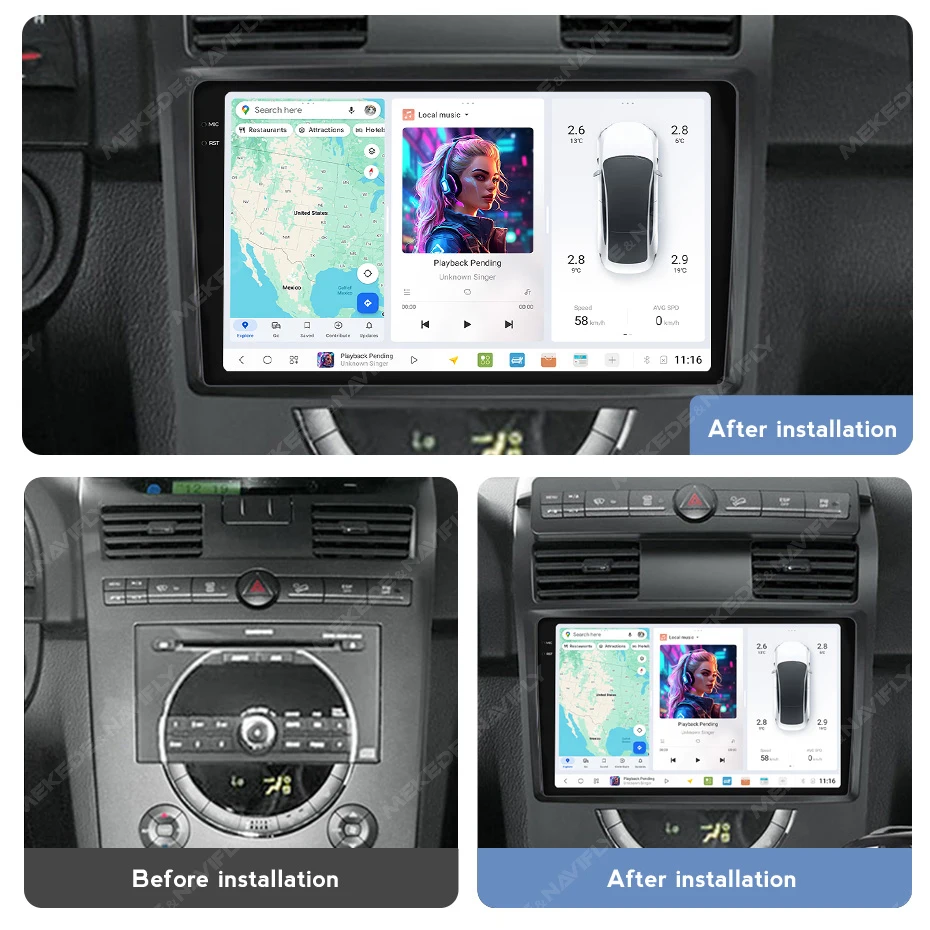 MEKEDE Android Car Multimedia Dvd Car Stereo AutoRadio DUDU7 GPS Navigation Car-play Head Unit for Ssang Yong Rexton 2006-2012