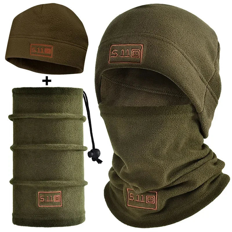 Tactical Military Fleece Hat&Scarf Set Thermal Head Cover Winter Warm Balaclava Face Mask Sports Cycling Bonnet Neck Protector