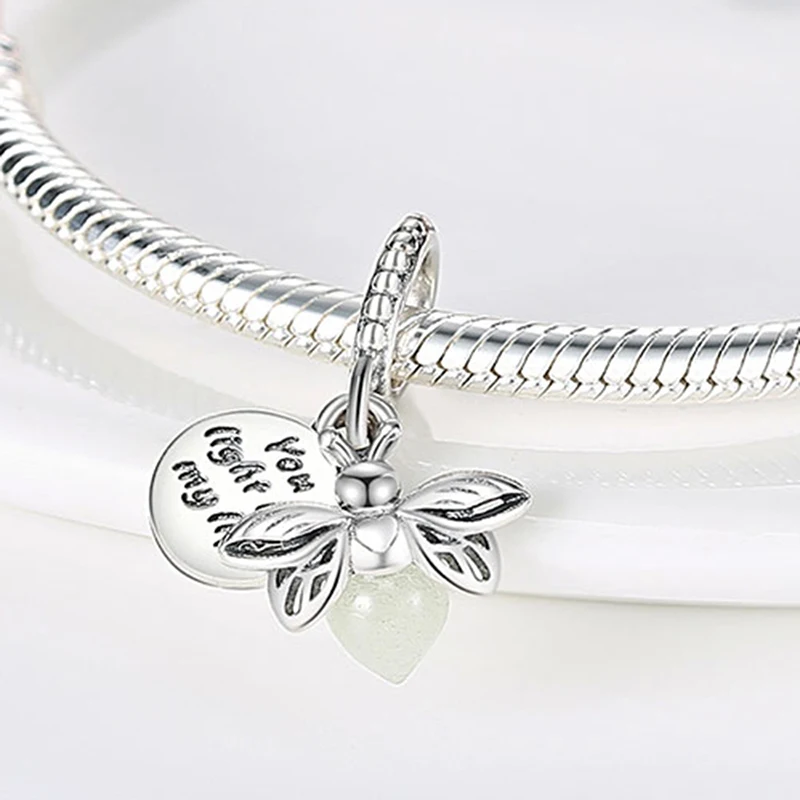 2024 Hot Sale Charms 925 Silver Luminous Firefly Charms Beads Fit Women 3mm Original Bracelet Necklace DIY Fine Jewelry Gifts image 6