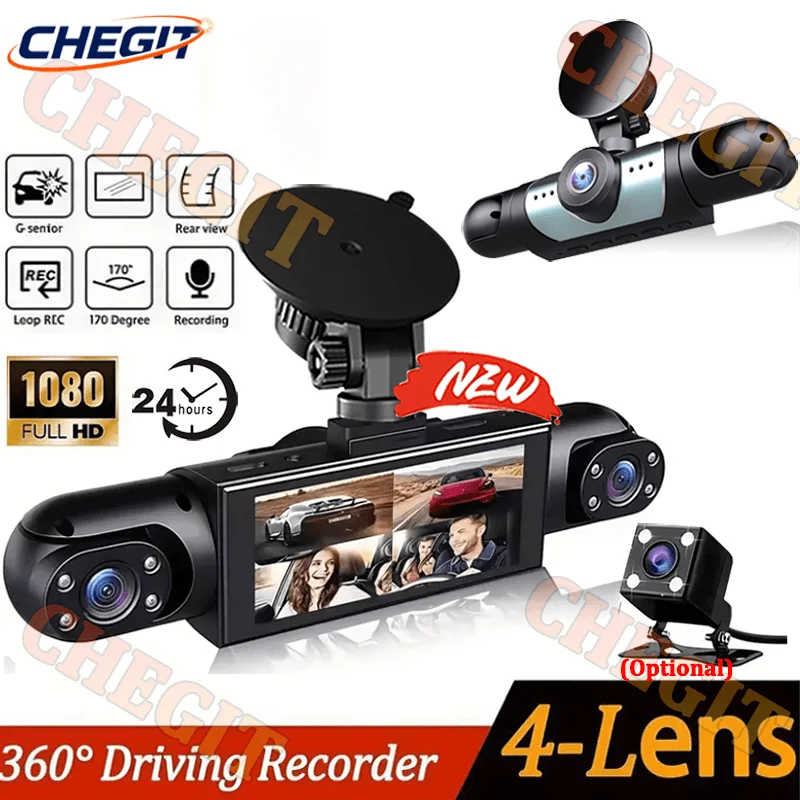 

Автомобильный видеорегистратор с 4 объективами, 360 градусов, видеорегистратор, 1080P, видеорегистратор, 3/4 канала, передняя правая, левая, дополнительная камера заднего вида, автомобильный аксессуар