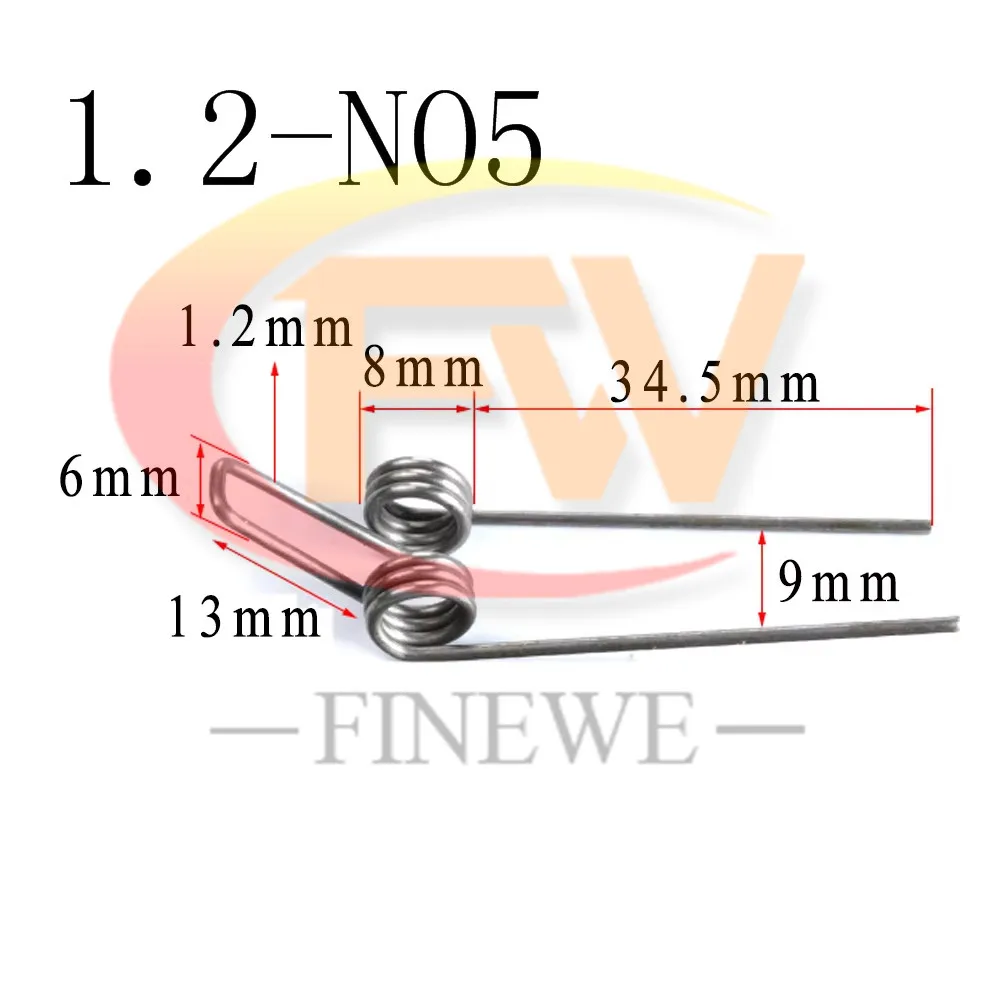  2PCS Finewe Spring Steel Industrial Machinery DIY Accessories Wire 1.2mm OD 8mm Double Torsion Spring
