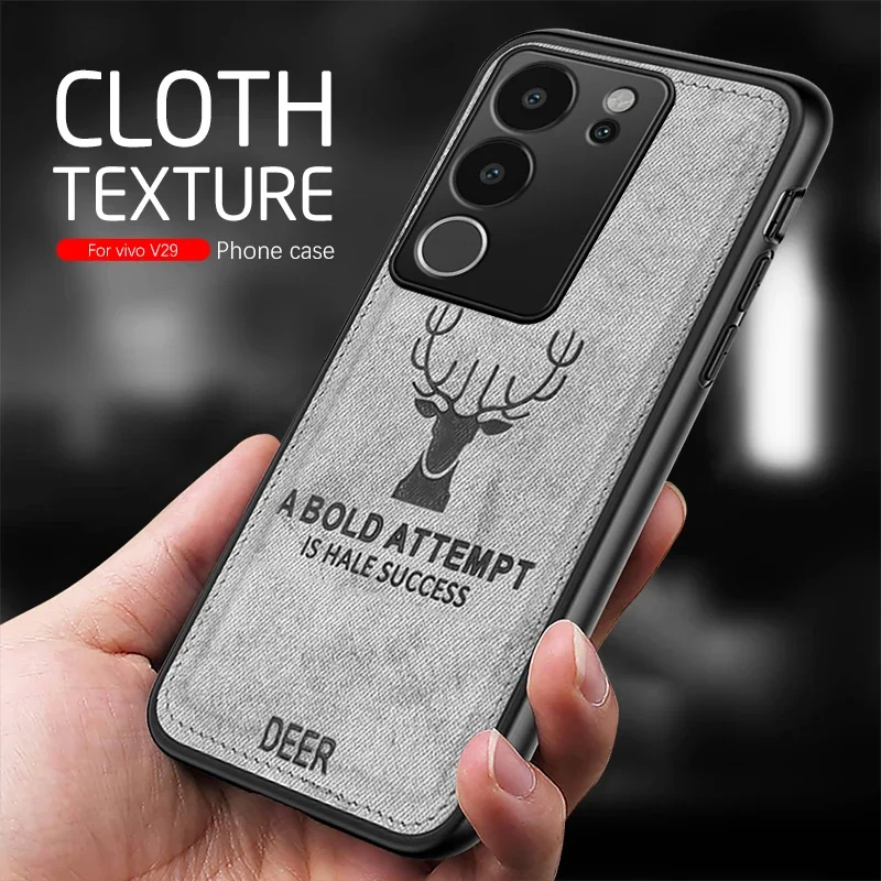 

For Vivo V29 Pro Case Deer Pattern Fabric Cloth Back Cover Vavo V29Pro Vivo29 V 29 29V VivoV29Pro 5G Soft Shockproof Shell Capas