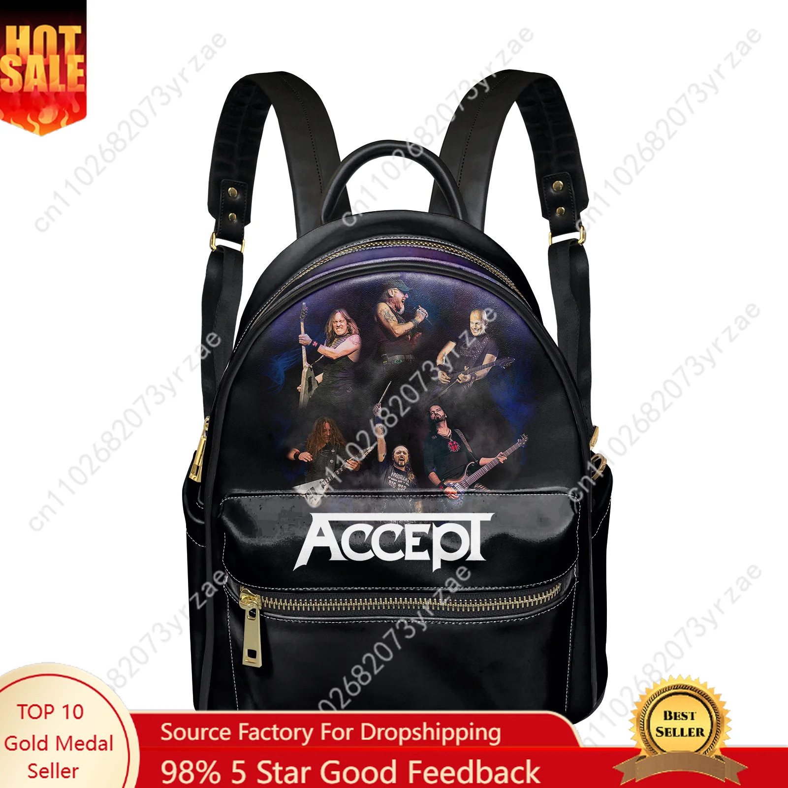 

Accept Band Backpack Womens Mens Knapsack Personalized Photo Text Double Shoulder Bag Business Travel Bookbag Customize Daypack