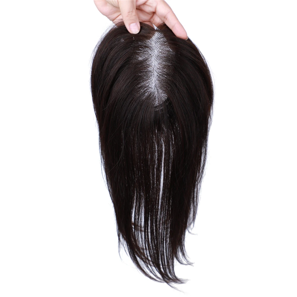 

Short Straight Human Hair Topper for Women 14 Inch Lace Closure Swiss Lace Clip in Topper Natural Hair Toppers Clip in Hairpiece