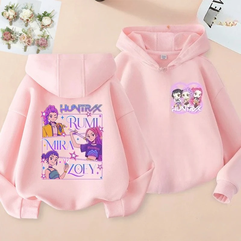 Kpop الشيطان هنتر الأطفال بلوزات الفتيان الفتيات هوديس الشارع رياضي عادية فضفاضة طويلة الأكمام الدافئة هوديس لخريف شتاء #1