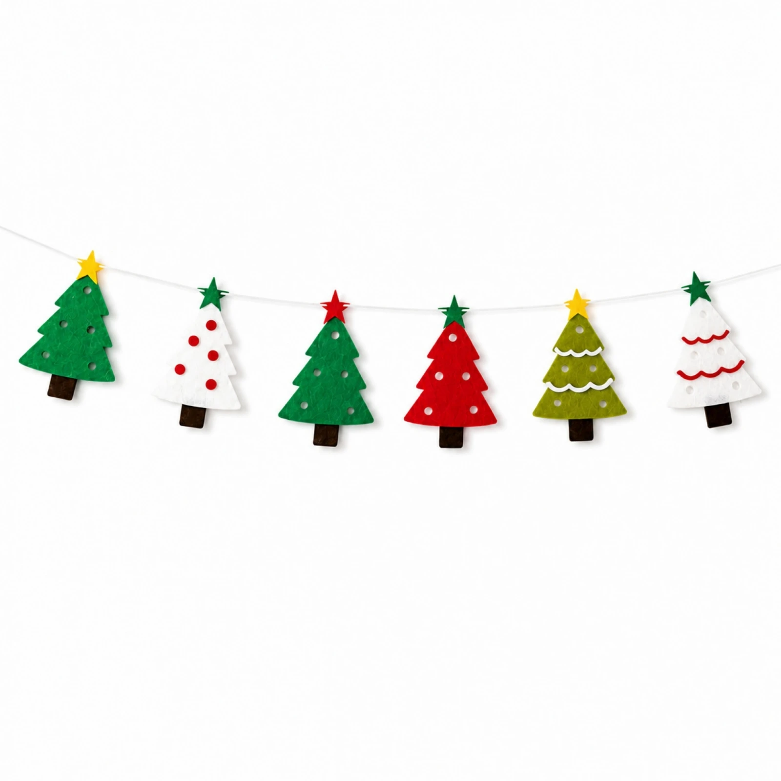 Christmas Tree Garlands Felt Tree Garland Hanging Banner for Wall