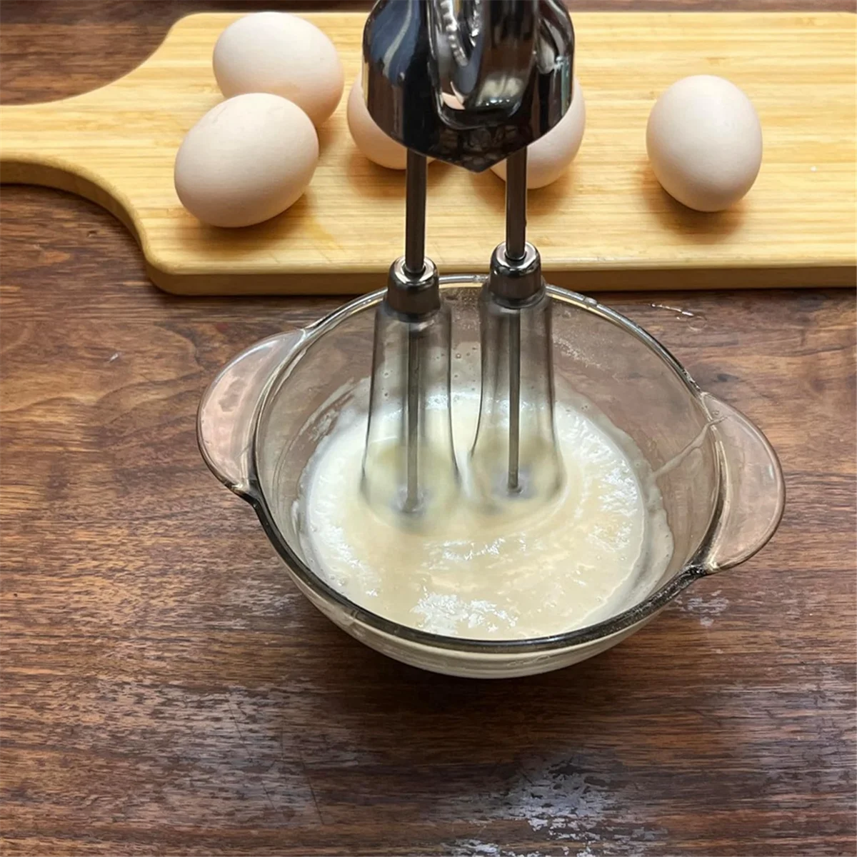 Quality! Manual Egg Beater Hand Crank - Stainless Steel Whisk, Ergonomic ABS Handle, Compact Design for Easy Mixing Silver