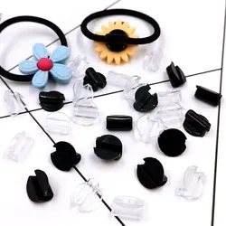 Plastic Buckle Hair Ring Holder, Base Settings, DIY Hairband, Tie, Circle, Bow, Jewelry Making, 4mm, 50Pcs