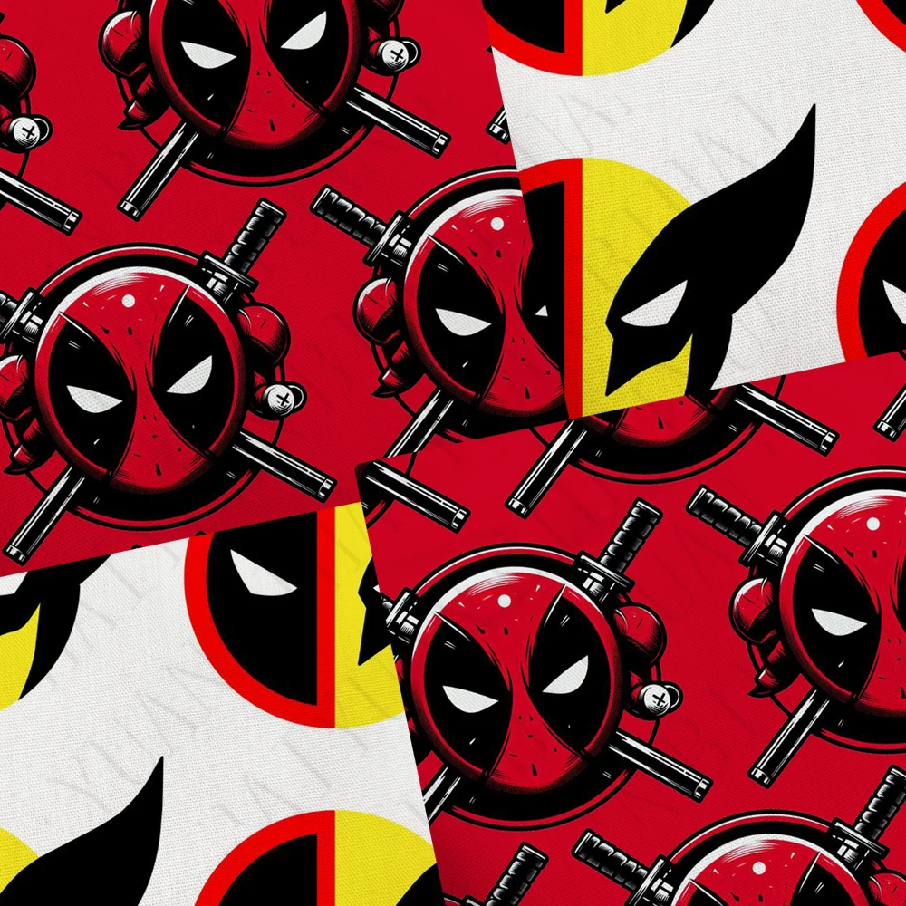 45X145cm deadpool wolverine Print Polyester cotton Material fabric Hat sofa ​mask Handmade DIY Hair accessories F4829