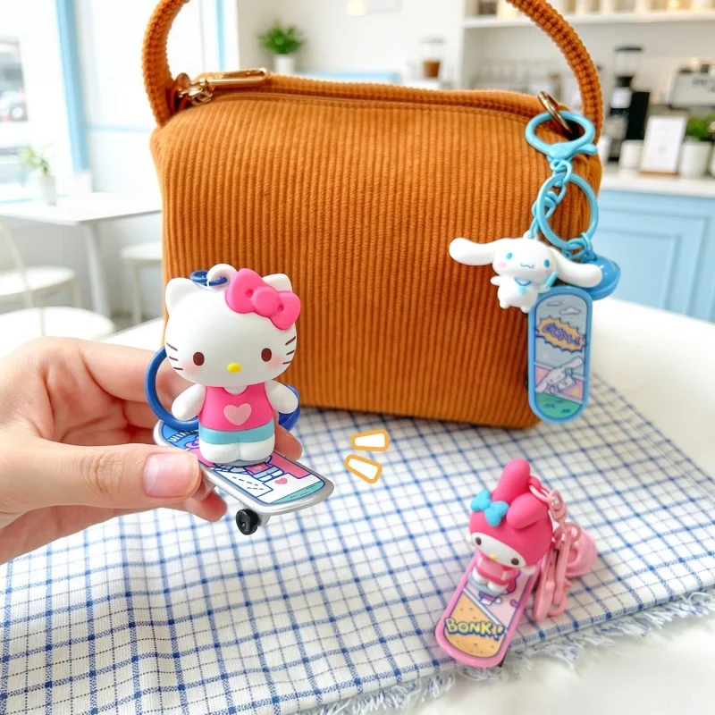 Cute Couple Pendant Genuine Sports Time Series Skateboard Anime Figure Keychain for Car Key School Bag view 6