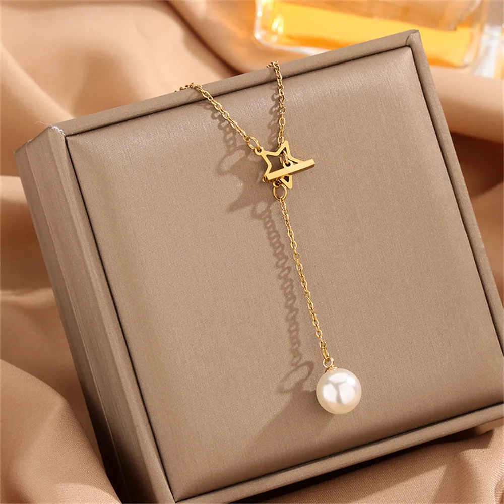 

Punk Small Simulated Pearl Pendant Female Gold Color Stainless Steel Clavicle Choker Chain Necklace for Women Jewelry Gift 2025
