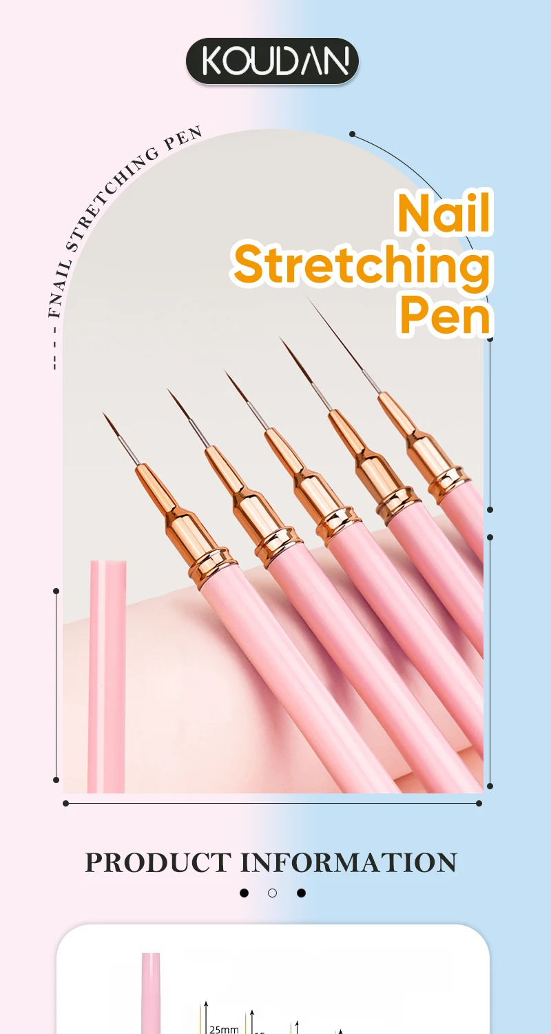 5 stücke Nail art Liner Pinsel Set UV Gel Nagel Pinsel Kits Französisch Streifen Linie Malerei Zeichnung Blume Stift Professionelle maniküre Werkzeug – Detail 1
