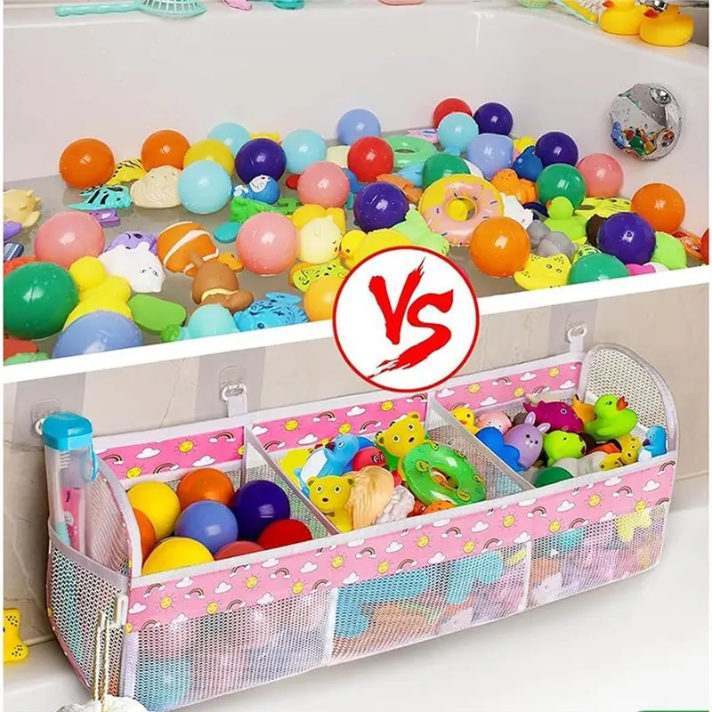 BEDW-Capless Capacity Upgrade Bath Organizer 3 Compartment Horizontal Large Openings Storage For Tub, Bathtub Holder