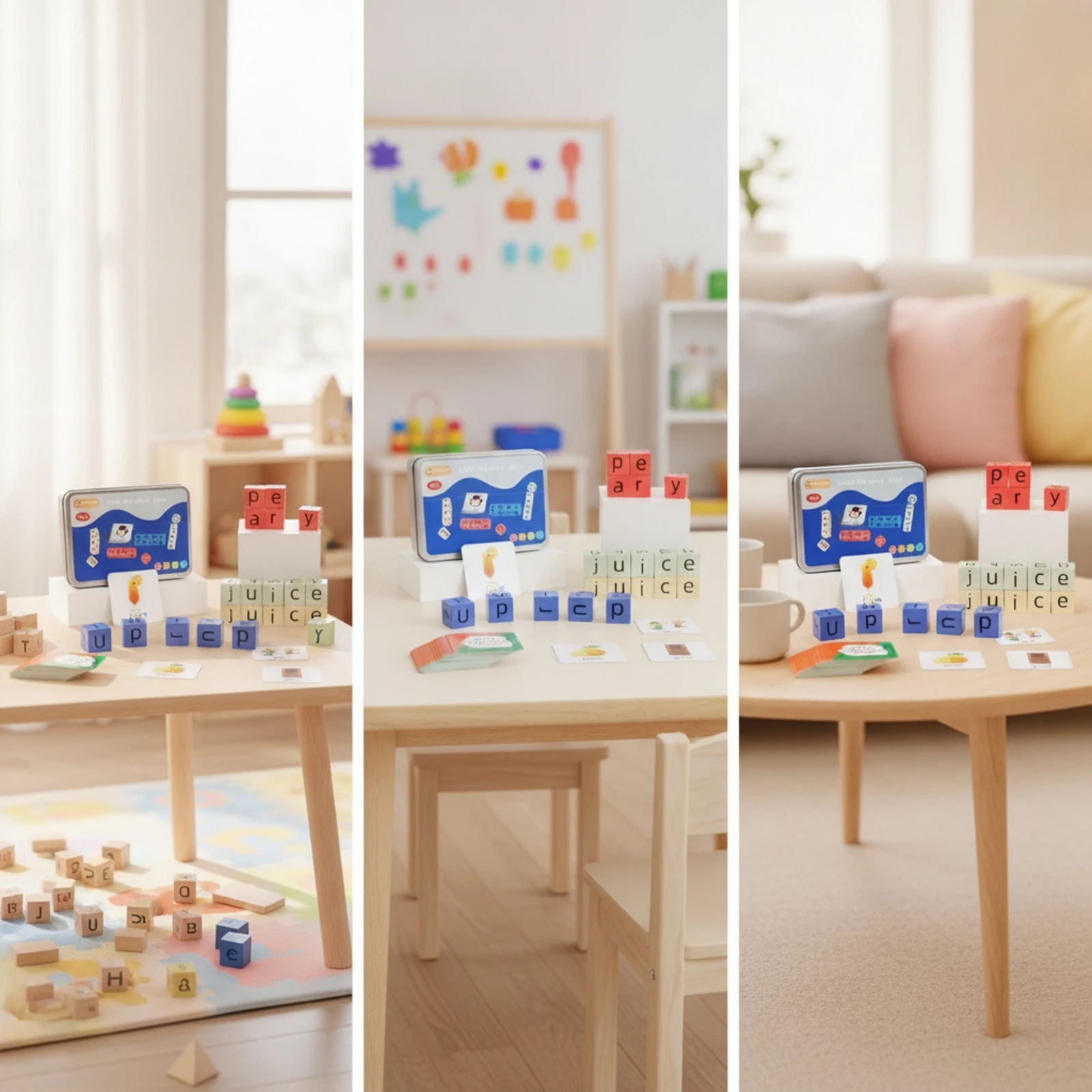 

Letter Matching Game Educational Spelling Toy with Storage Tin Alphabet Blocks with Tin Early Learning Letter Cubes Game