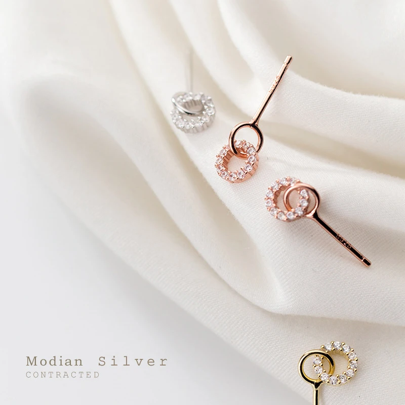Modian śliczne jasne cyrkonia huśtawka stadniny kolczyki urok 925 Sterling Silver biżuteria dla kobiet ślub 3 kolor moda kolczyk — zdjęcie 3