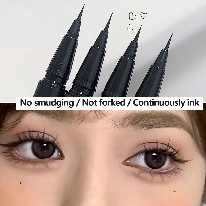 Waterproof Quick Dry Liquid Eyeliner Pen Ultra-fine Matte Black Brown Lasting Lying Silkworm Eyeliner Pencil Eyes Makeup Tool