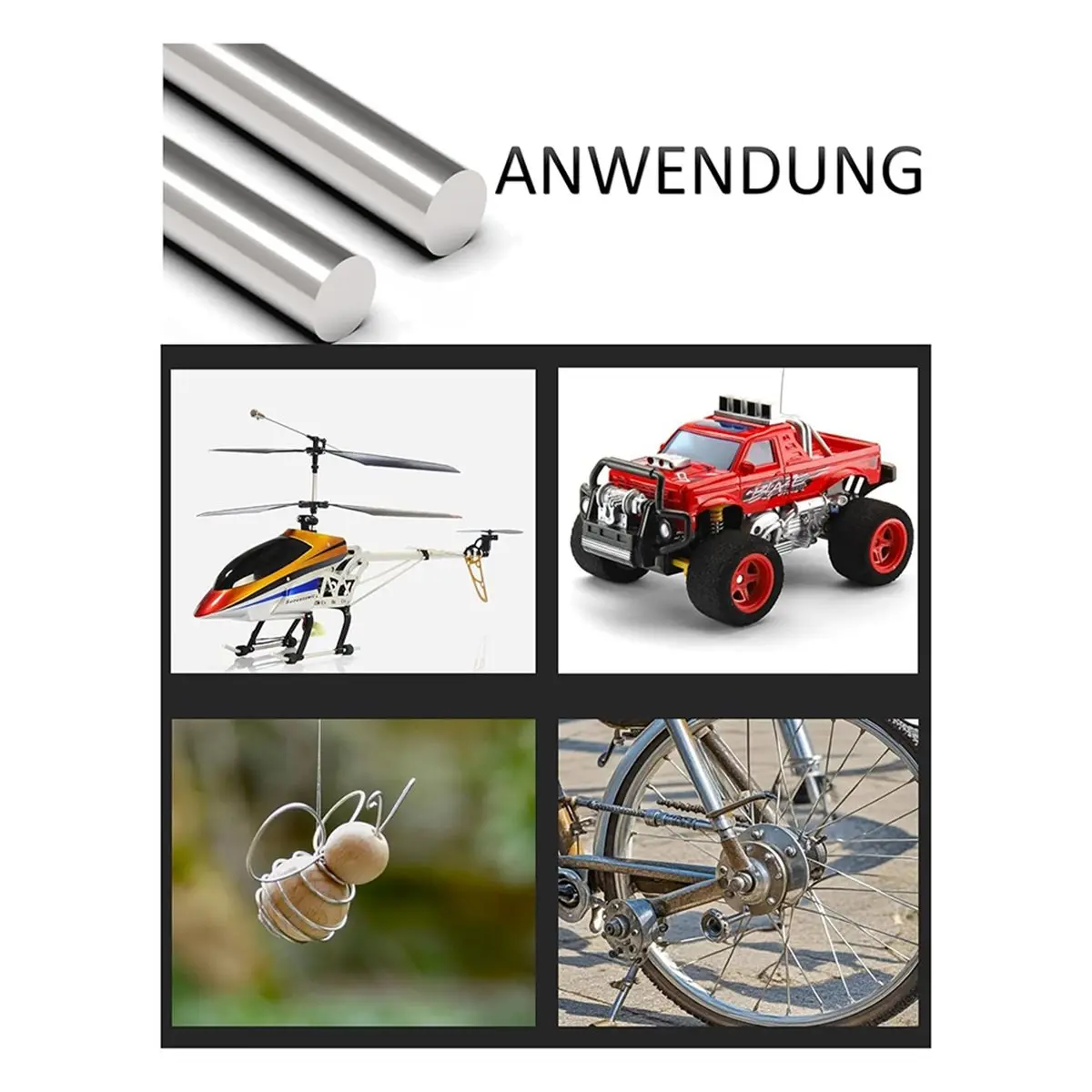 A74U 12Pcs 3 mm X 300 mm Stainless Steel Round Rod, Metal Shaft, Stainless Steel Smooth Rods for Industry, Metal Working