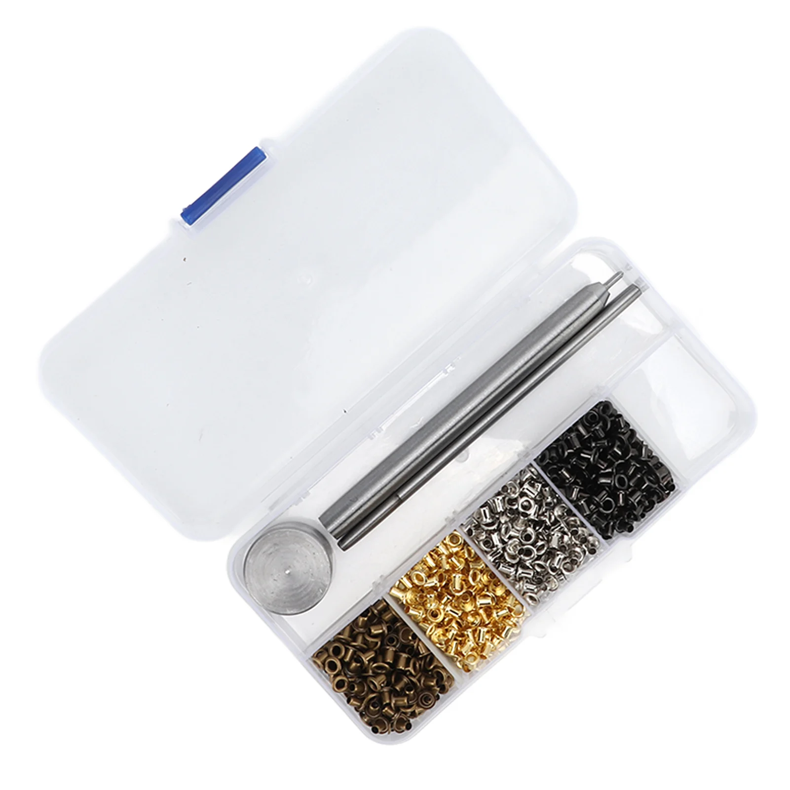 Ilhós de metal ilhós 2mm chapeado cobre metal ilhó kit cadarços cintos fivelas de olho com caixa de armazenamento de plástico