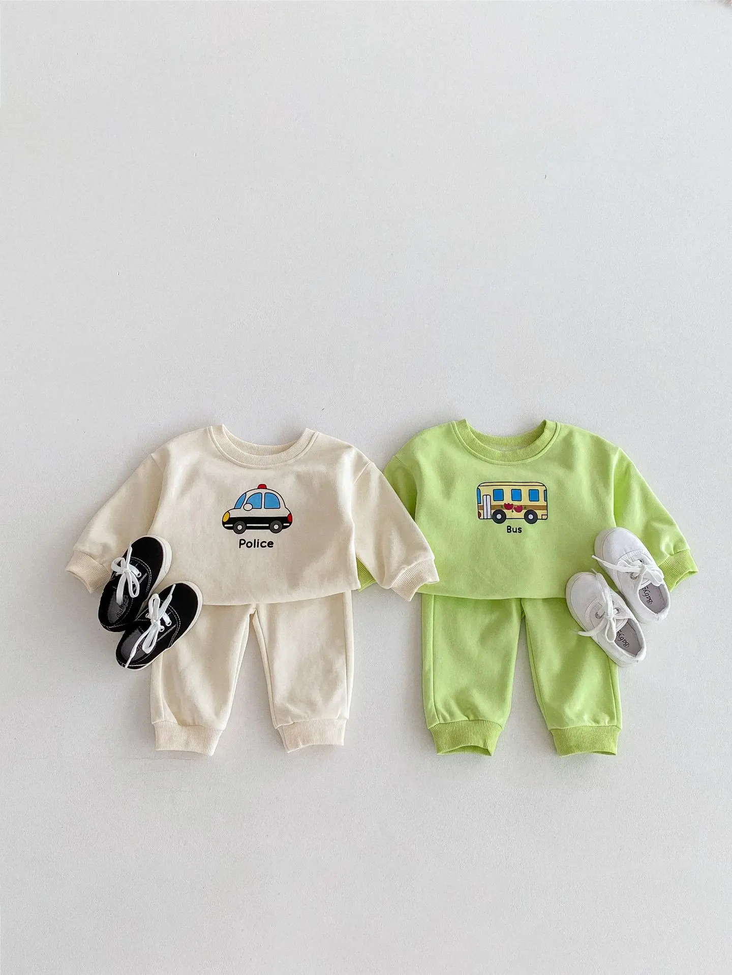 

2024 Autumn New Baby Long Sleeve Sports Set Infant Boy Cartoon Car Sweatshirt + Pants 2pcs Suit Toddler Girl Casual Outfits